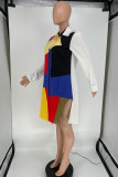 Robe chemise à manches longues col rabattu décontracté mode multicolore