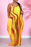 Vestidos rectos con tirantes de espagueti con estampado informal multicolor
