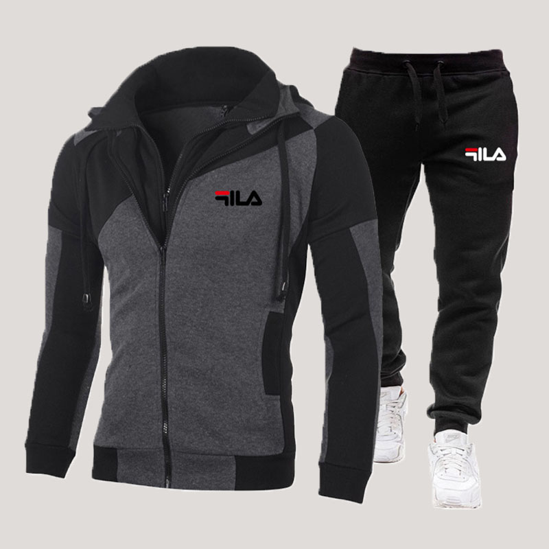 

Dark Gray Fashion Sportswear Print Letter Hooded Collar Long Sleeve Two Pieces