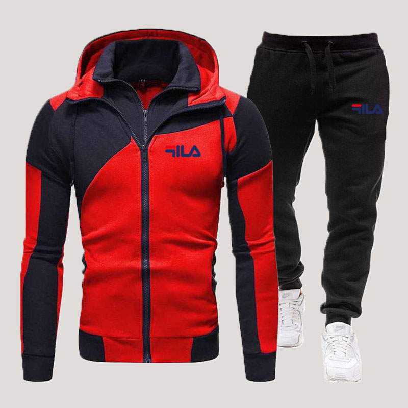 

Red Fashion Sportswear Print Letter Hooded Collar Long Sleeve Two Pieces