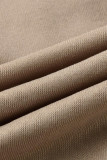 Brown Fashion Casual Solid Cardigan Westen Hosen O-Ausschnitt Langarm Dreiteiliges Set
