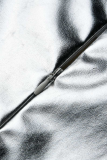 Серебряные сексуальные однотонные обтягивающие плавки со средней талией типа А, однотонные плавки