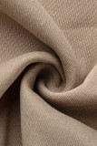 Brown Fashion Casual Solid Cardigan Westen Hosen O-Ausschnitt Langarm Dreiteiliges Set