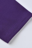 Фиолетовый сексуальный сплошной выдолбленный лоскутное шитье с открытыми плечами плюс размер из двух частей