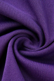 紫色のセクシーなソリッド中空アウト パッチワーク オフ ショルダー プラス サイズ XNUMX ピース