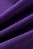 Фиолетовый сексуальный сплошной выдолбленный лоскутное шитье с открытыми плечами плюс размер из двух частей
