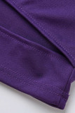 Púrpura Sexy Sólido Ahuecado Patchwork Fuera del hombro Tallas grandes Dos piezas