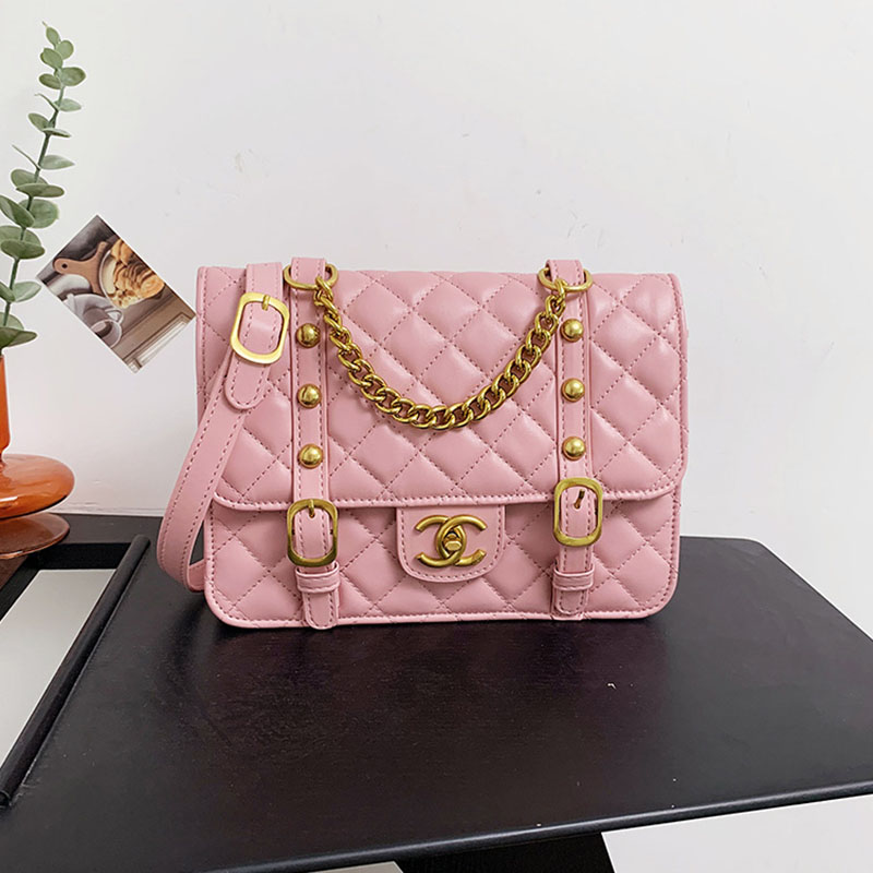 

Pink Fashion Simplicity Solid Patchwork Bags