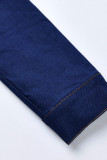 Синие модные повседневные однотонные облегающие комбинезоны с отложным воротником в стиле пэчворк (без поясной цепочки)