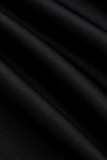 Черный сексуальный повседневный однотонный облегающий комбинезон с водолазкой и цепочками в стиле пэчворк