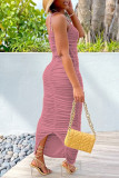 Светло-фиолетовое модное сексуальное однотонное платье без рукавов с открытой спиной и одним плечом Платья