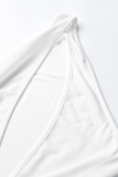 Vestidos de saia lápis de um ombro branco sexy sólido patchwork