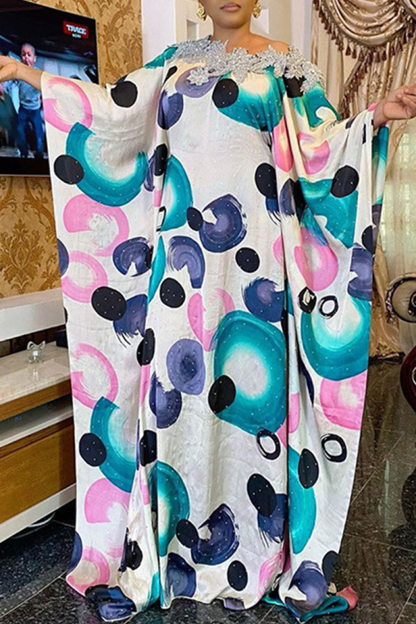 Многоцветный повседневный принт в стиле пэчворк Аппликации с круглым вырезом Прямые платья больших размеров