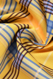 Top colletto rovesciato patchwork scozzese casual giallo