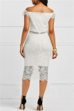 Кремово-белое модное сексуальное лоскутное кружевное платье с v-образным вырезом и коротким рукавом