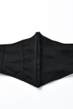 Black Casual Work Solid Patchwork Turn-back Collar Long Sleeve Two Pieces