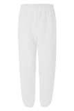 White Casual Solid Patchwork Straight High Waist Solid Color Bottoms