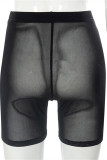 Pantalones cortos de cintura alta ajustados transparentes sólidos sexy de moda negro