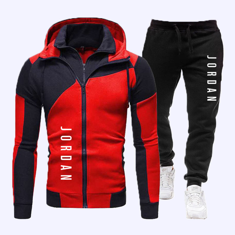 

Red Fashion Sportswear Letter Split Joint Hooded Collar Long Sleeve Two Pieces