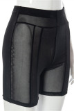 Short noir moulant taille haute transparent sexy à la mode