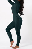 Vert d'encre Casual Sportswear Solid Basic O Neck Long Sleeve Two Pieces