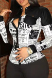Black Red Fashion Casual Print Patchwork Turndown Collar Tops