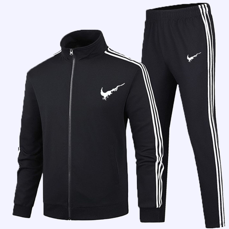 

Black Fashion Sportswear Print Split Joint Mandarin Collar Long Sleeve Two Pieces