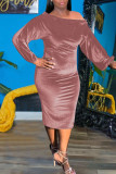 ロイヤルブルーのセクシーなソリッドパッチワークオフショルダーワンステップスカートドレス