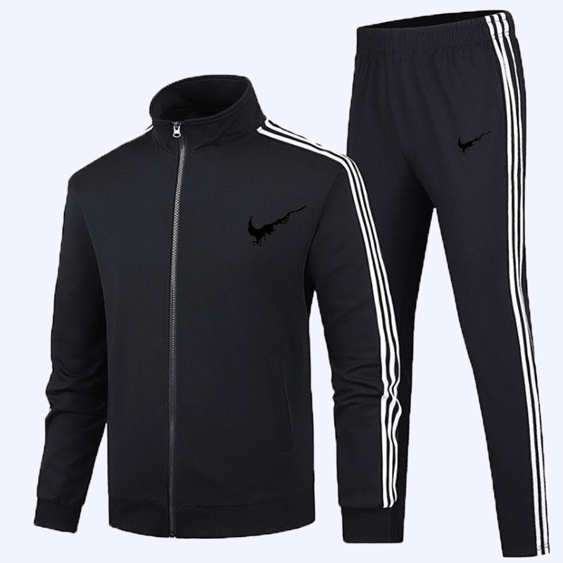 

Black Fashion Sportswear Print Split Joint Mandarin Collar Long Sleeve Two Pieces