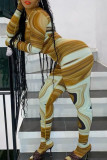 Macacão skinny básico com estampa casual moda multicolorida