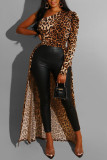 Black Sexy Print Leopard Patchwork Fold Asymmetrical Oblique Collar Dresses