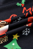 Macacão skinny de festa sexy multicolorida com estampa de patchwork Papai Noel decote em V