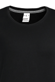 ブラックファッションストリートリップスプリントパッチワークOネックTシャツ