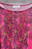 Фиолетовый Повседневный принт в стиле пэчворк Бисероплетение Hot Drill O-образным вырезом Прямые платья больших размеров