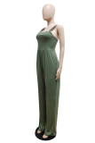 Light Green Fashion Casual Solid Backless Spaghetti Strap Regular Jumpsuits
