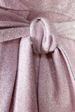 Light Purple Sexy Solid Patchwork With Belt Asymmetrical V Neck Irregular Dress Plus Size Dresses