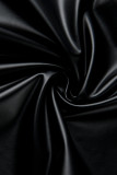 Negro sexy casual sólido patchwork sin espalda sin tirantes más el tamaño de dos piezas