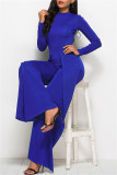 Macacão básico regular sólido azul royal fashion casual