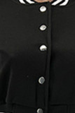 Черная повседневная однотонная верхняя одежда с пряжкой в ​​стиле пэчворк