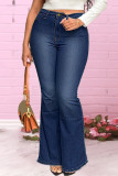 Jeans de talla grande básicos de patchwork casual de moda azul profundo