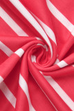 Rote Mischung Casual Slip Striped Print Zweiteiler Stripe Plus Size