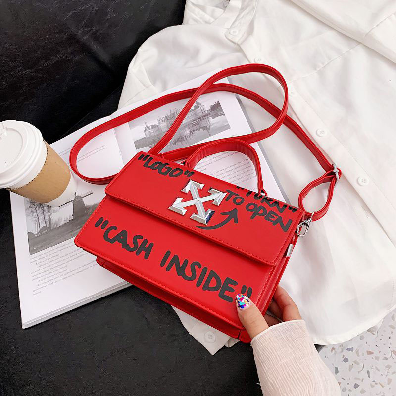 

Red Fashion Street Letter Split Joint Bags