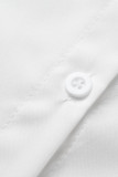 Schwarzes Street Solid Patchwork-Schnalle-Hemdkleid mit Umlegekragen