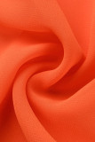 Оранжевое сексуальное сплошное выдолбленное платье без рукавов с открытой спиной на бретельках