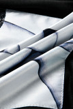 Tops de manga larga con cuello en O y manga larga con estampado de retrato de cabeza con lentejuelas negras