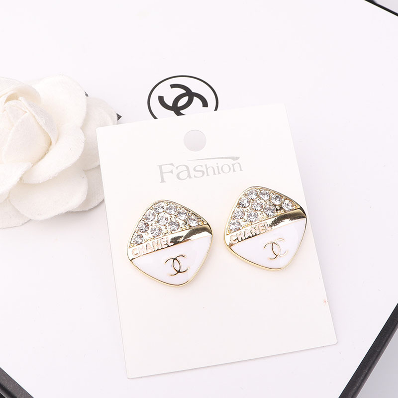 

White Fashion Simplicity Letter Split Joint Earrings