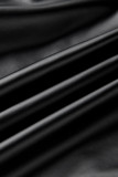 Черные модные повседневные однотонные узкие комбинезоны с воротником-молнией (без пояса)