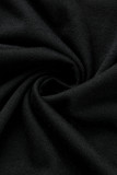 Vestido de manga corta con cuello en O de estampado casual de moda negro