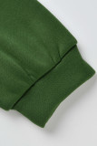 Groene sportkleding Print Letter O-hals, twee stukken met lange mouwen
