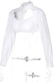 Белые модные сексуальные однотонные топы с отложным воротником в стиле пэчворк